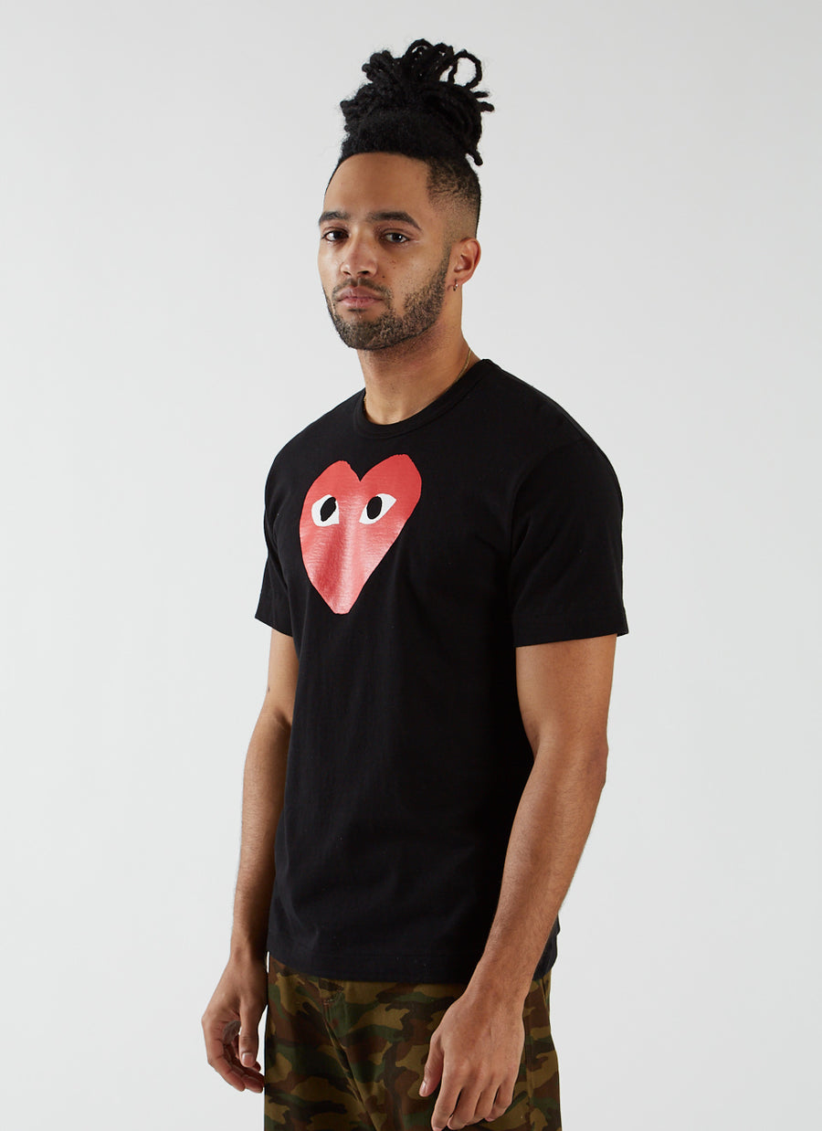 T-shirt with Large Red Heart - Black