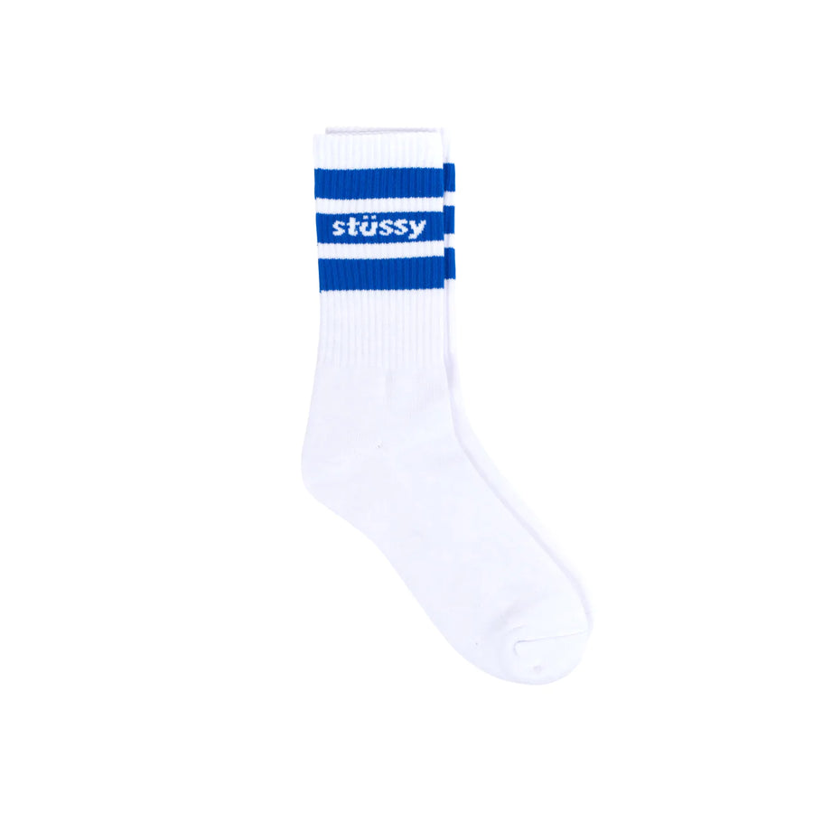 Stripe Crew Socks - White / Blue