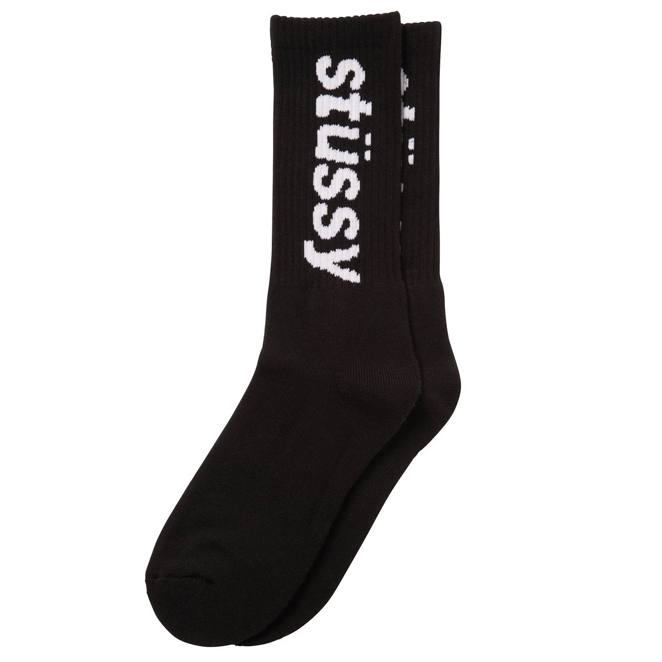 Unspoken | Stussy Helvetica Jacquard Crew Socks - Black