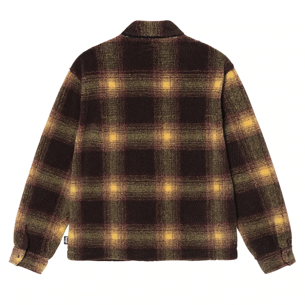 Unspoken | Stussy Shadow Plaid Sherpa Zip Shirt - Brown