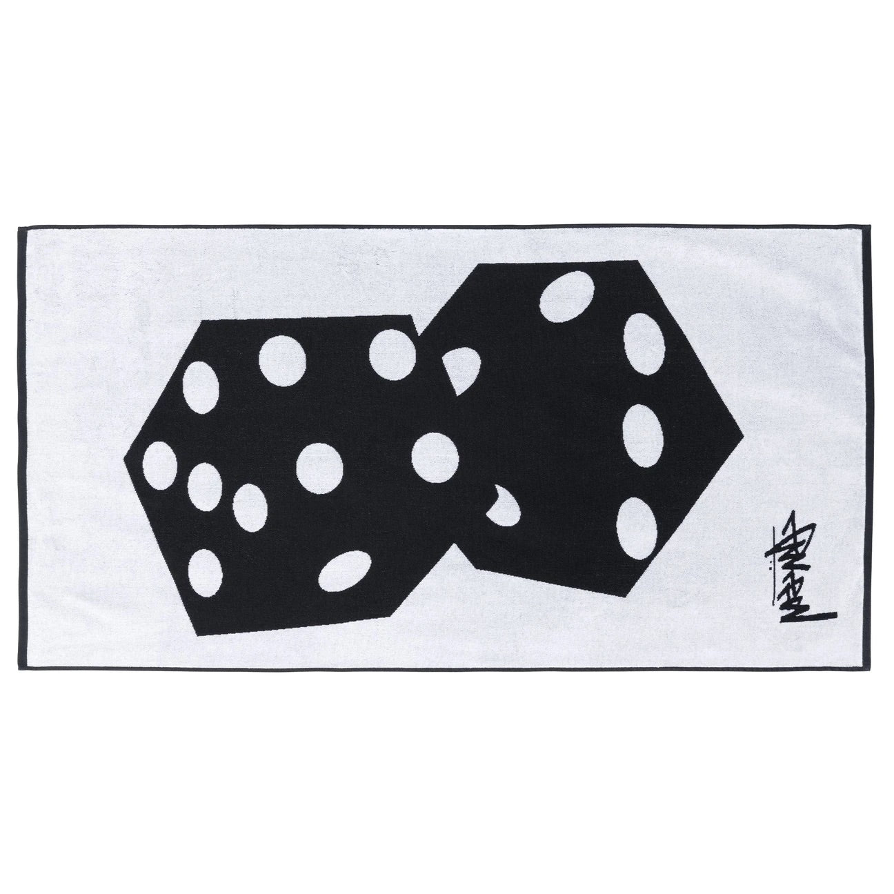 Dice Jacquard Beach Towel - Black