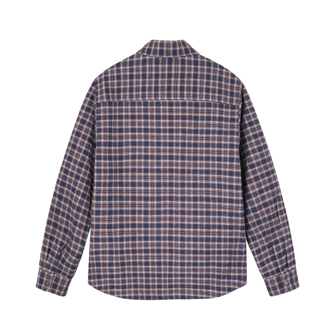 Sherpa Lined Plaid Shirt - Navy