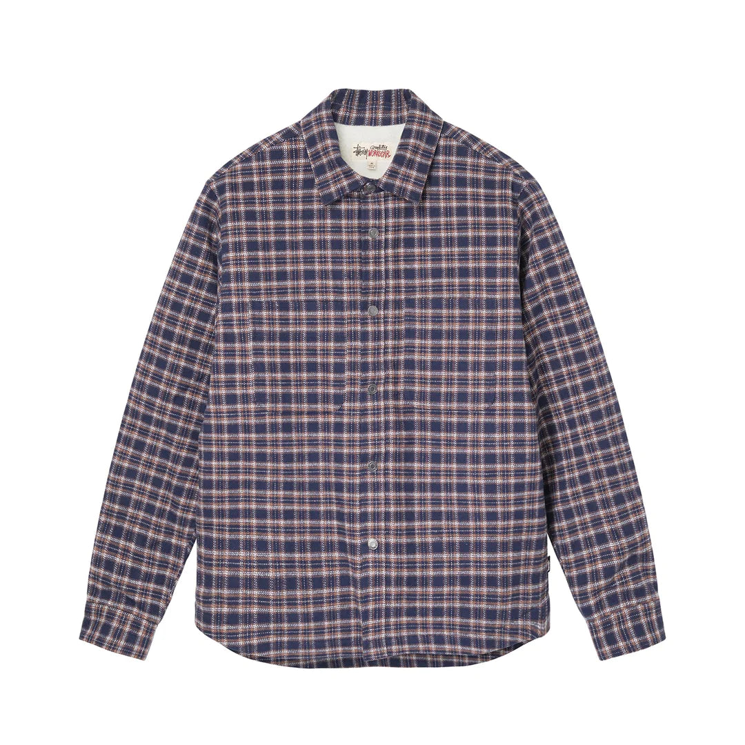 Sherpa Lined Plaid Shirt - Navy