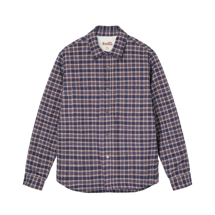 Sherpa Lined Plaid Shirt - Navy