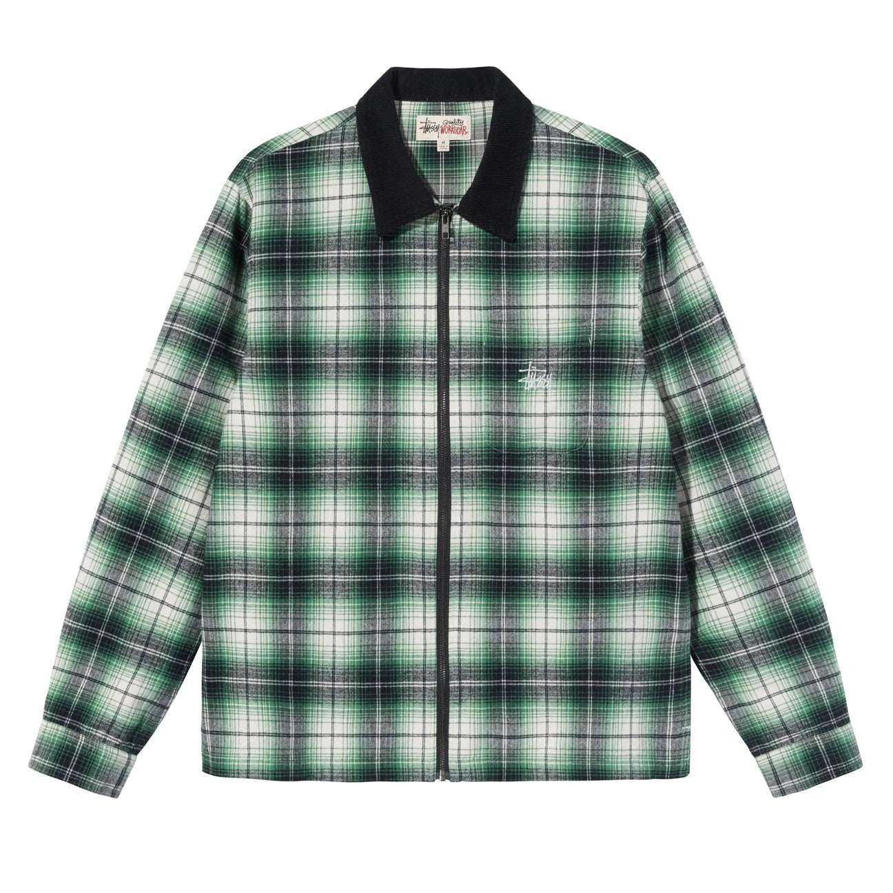 Unspoken | Stussy Frank Plaid Zip LS Shirt - Green / Black