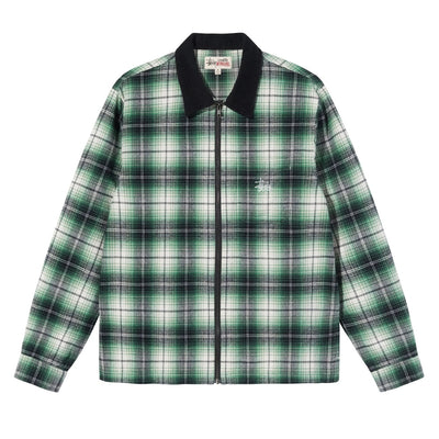 Unspoken | Stussy Frank Plaid Zip LS Shirt - Green / Black