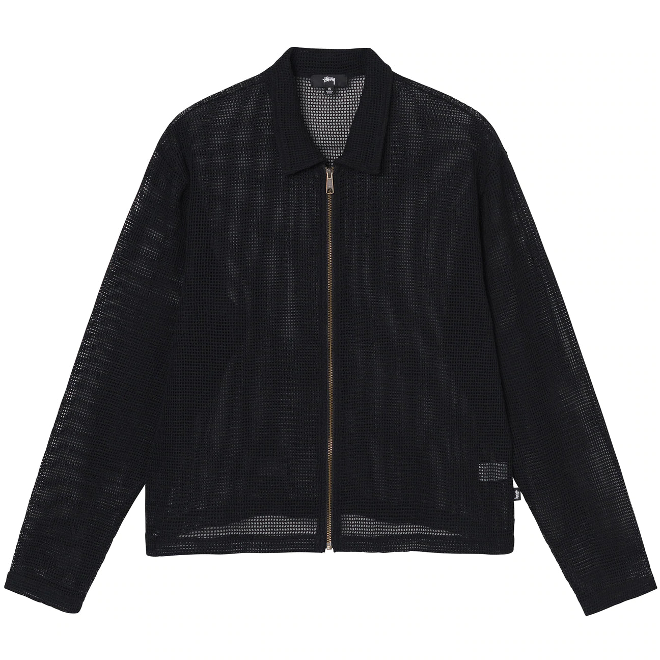 Unspoken | Stussy Cotton Mesh Zip LS Shirt - Black