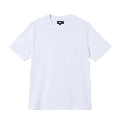 Overdyed Stock Logo SS Pocket Crew - White