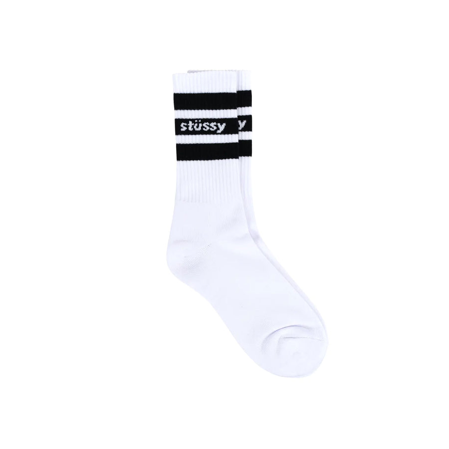 Stripe Crew Socks - White / Black