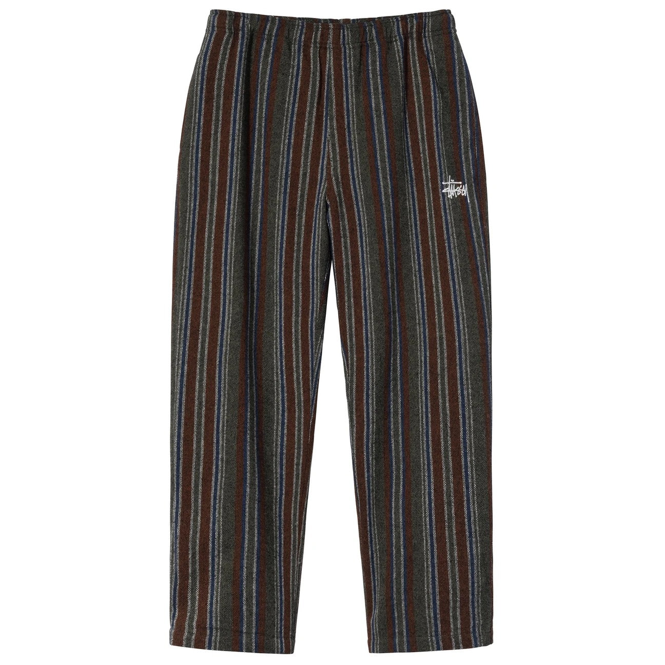 Wool Stripe Relaxed Pant - Olive