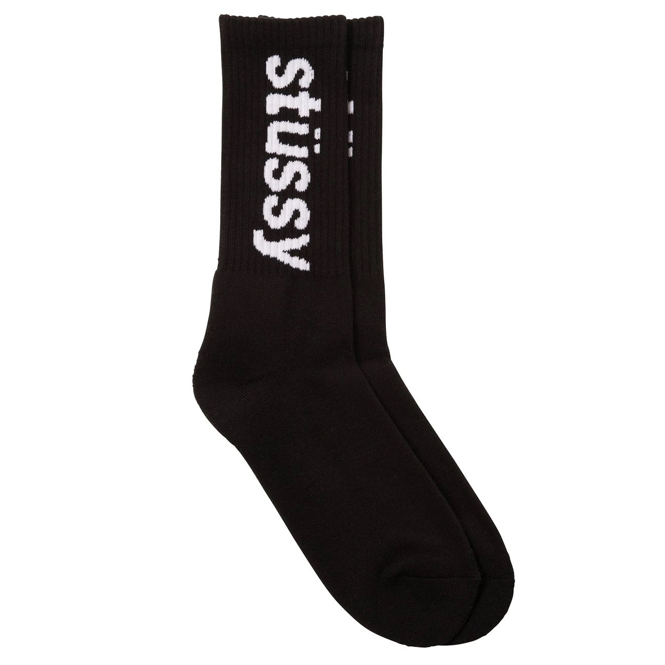 Unspoken | Stussy Helvetica Jacquard Crew Socks - Black