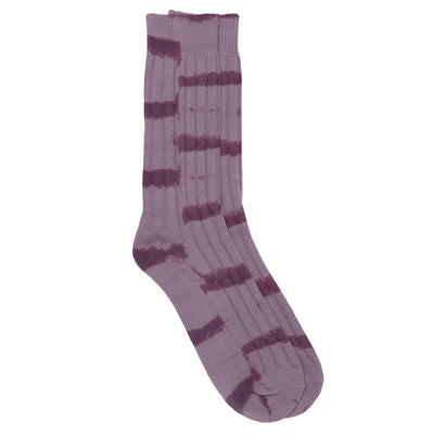 Dyed Stripe Ribbed Crew Socks - Lavender