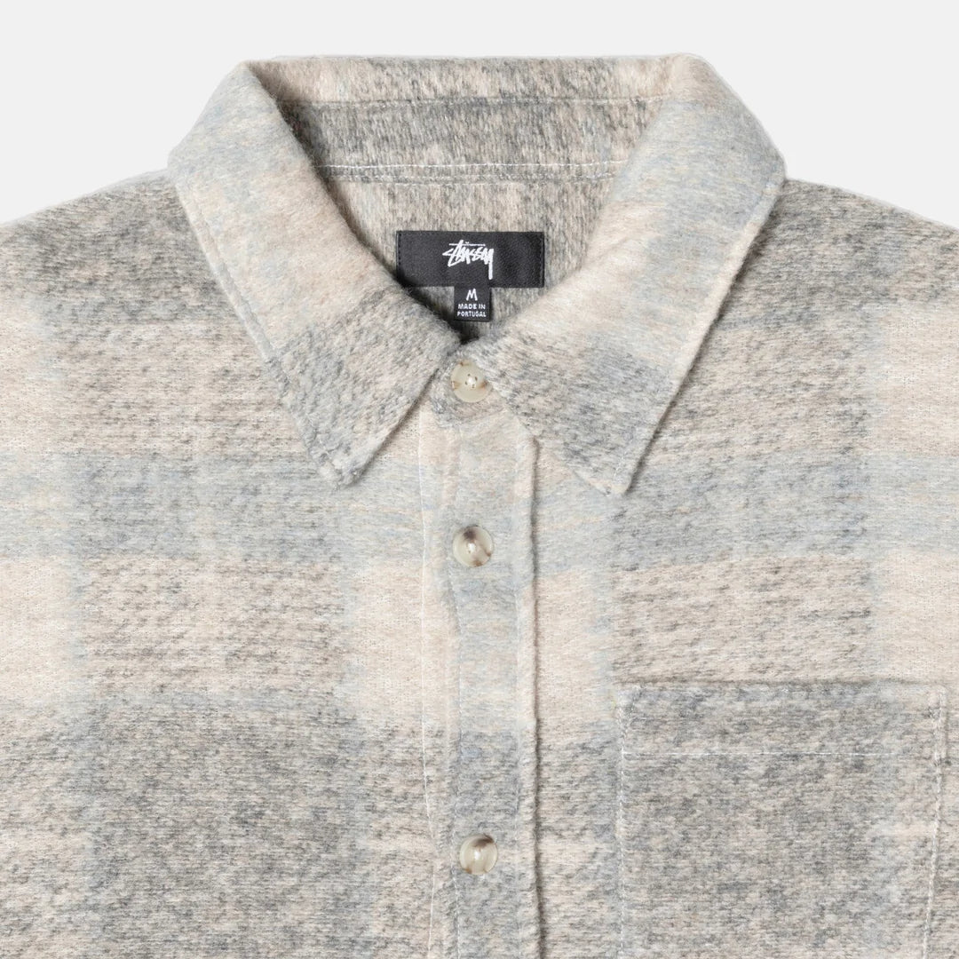 Plaid Knit Shirt - Grey