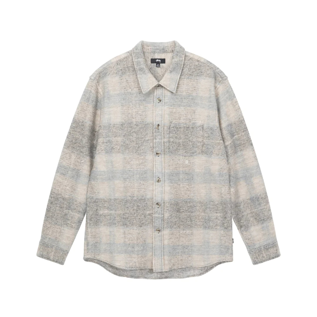 Plaid Knit Shirt - Grey