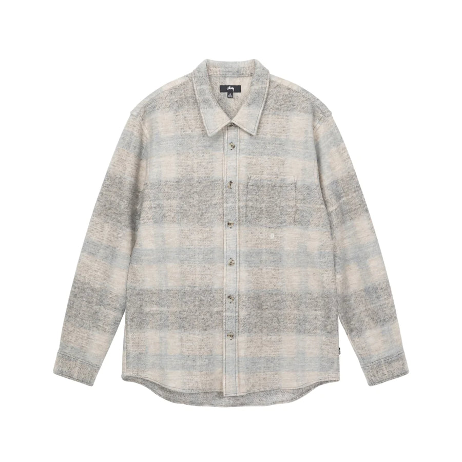 Plaid Knit Shirt - Grey